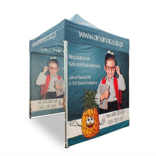 Prekybinė palapinė 2×2 Octa Go su spauda – stogas + 3 sienos