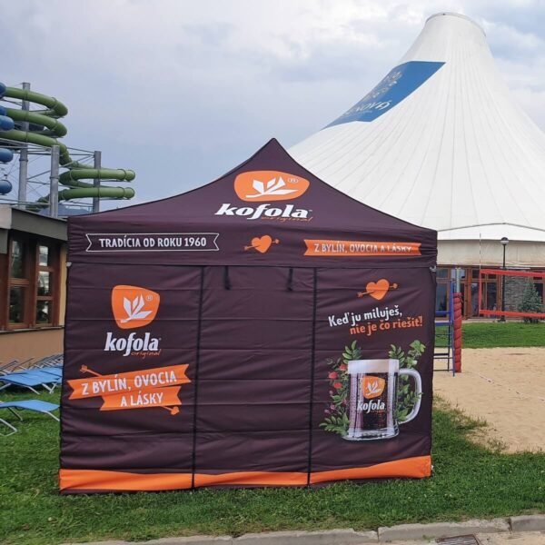 Prekybinė palapinė 3×3 Octa Go su spauda – stogas + 3 sienos