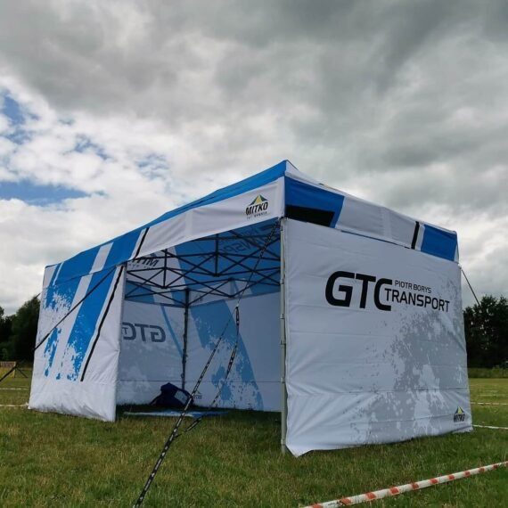 Prekybinė palapinė 3x6 Octa Go su reklama (spauda ant stogo ir trijų sienų)