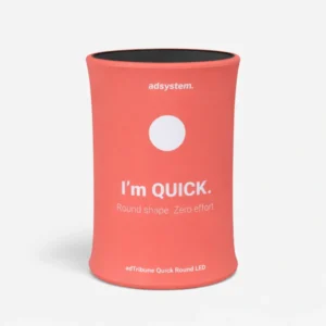 Apvalus reklaminis staliukas parodoms su spauda adTribune Quick Round
