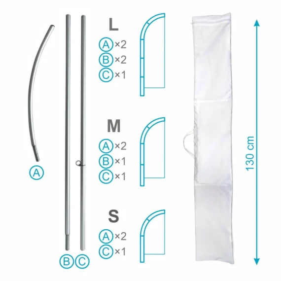 Reklaminės vėliavos komplektas Rider S (201 cm)