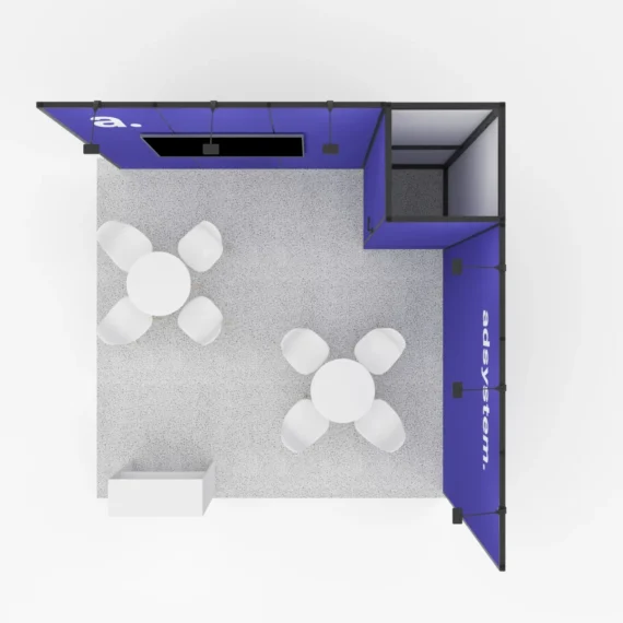 Modulinis parodų stendo komplektas Multiframe MT3 (4x4 m) | Kampinis parodų stendas su TV