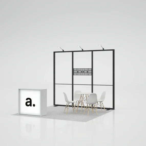 Modulinis parodų stendo komplektas Multiframe MT5 (3x3 m) | Salos tipo parodų stendas
