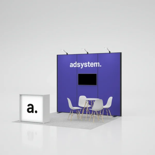 Modulinis parodų stendo komplektas Multiframe MT5 (3x3 m) | Salos tipo parodų stendas