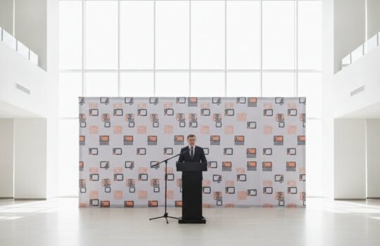 Foto sienelė spaudos konferencijai