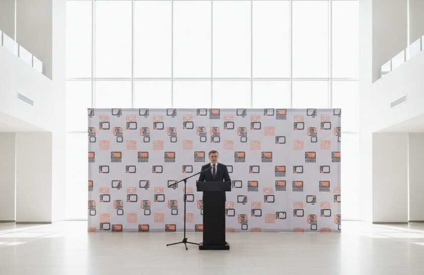 Foto sienelė spaudos konferencijai