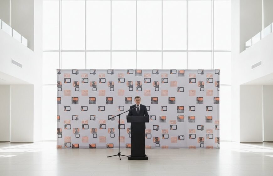 Foto sienelė spaudos konferencijai
