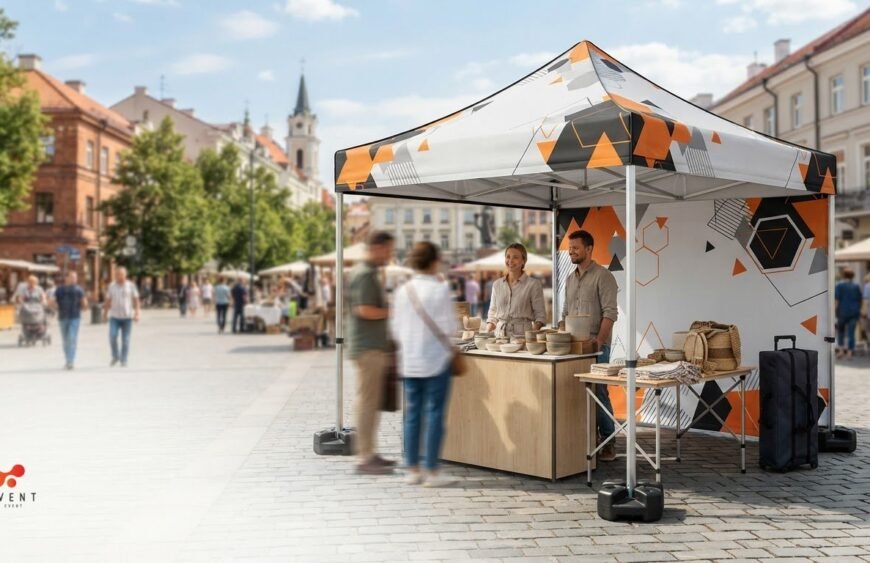 3×3 m palapinės prekybai komplektas mugei: ko iš tikrųjų reikia?
