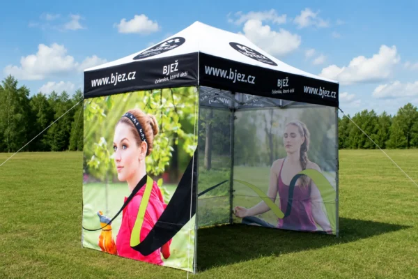 Prekybinė palapinė 2×3 m Octa Go su spauda – stogas ir 3 sienos