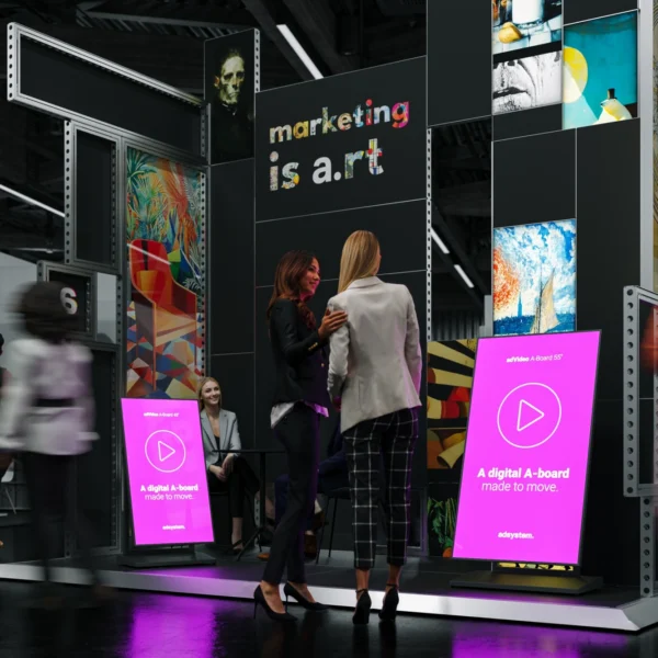 Reklaminis ekranas su ratukais adVideo A-Board 43″ / 55″