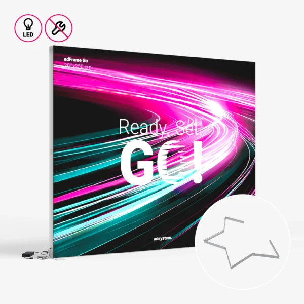 Dvipusė LED šviesdėžė adFrame GO – surinkimas be įrankių