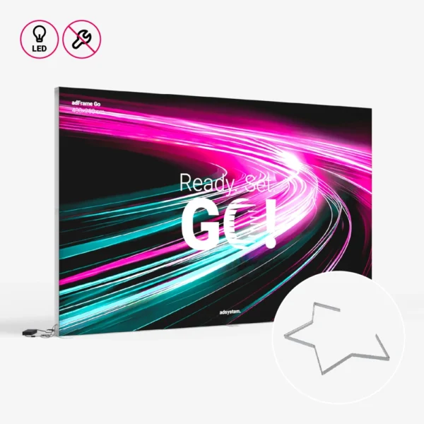 Dvipusė LED šviesdėžė adFrame GO – surinkimas be įrankių