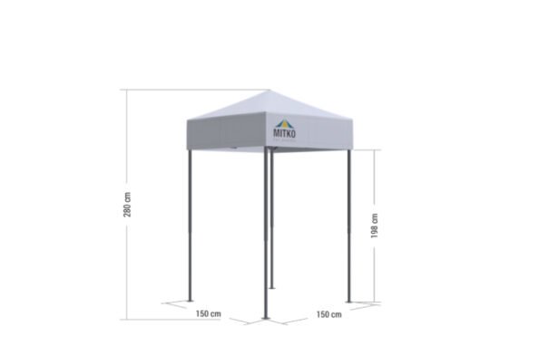 Prekybinė palapinė 1,5×1,5 m Octa Go su spauda – stogas ir 3 sienos