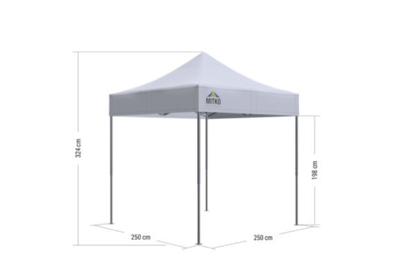 Prekybinė palapinė 2,5×2,5 m Octa Go su spauda – stogas ir 3 sienos