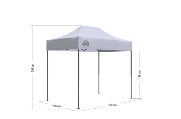 MITKO greito surinkimo palapinės 2 × 3 m matmenų schema